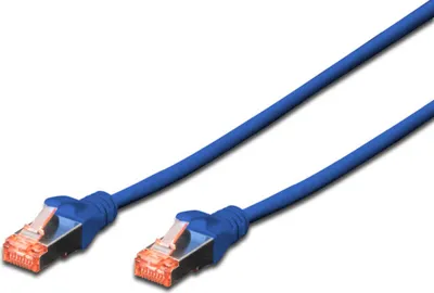 Produktbild von DIGITUS Patchkabel Cat6  S/FTP 2xRJ45  1.0m blau Hebelschutz Polybeutel