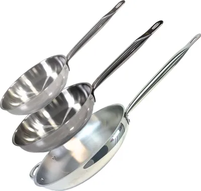 Image de Lot de 3 poêles inox de 24 cm 28 cm et 32 cm Elo Profi Therm
