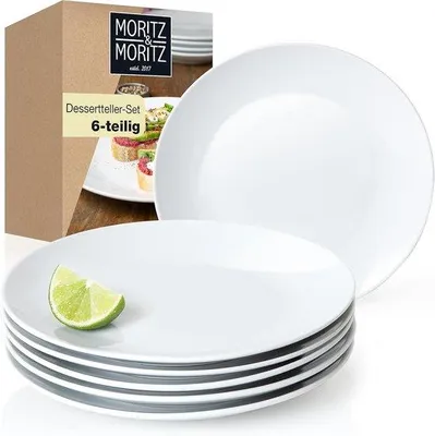 Produktbild von Dessertteller Set 6 Stück - Hochwertiges Weißes Porzellan, Ø 20,5 cm