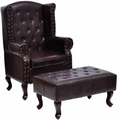 Immagine prodotto di Poltrona con poggiapiedi in ecopelle color marrone scuro, peso: 27,45 kg