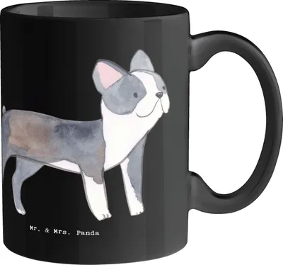 Produktbild von Mr. & Mrs. Panda Becher Boston Terrier Begleiter - Schwarz - Geschenk, Hunderassen, Teetasse, Hundeliebhaber, mutiger Hund, Keramiktasse, verspielter, Pott, Kaffeebecher