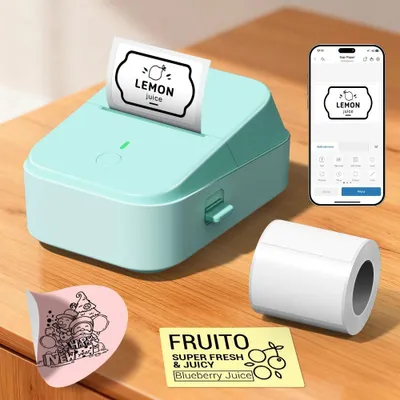 Produktbild von Mobiler Thermodrucker PM260B, Bluetooth & USB, 203 DPI, 48 mm Druckbreite, für Etiketten, Belege und Fotos-Grün