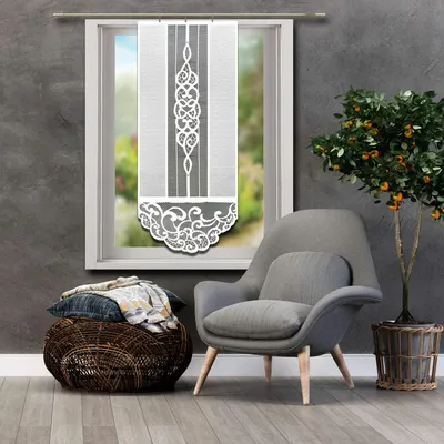 Produktbild von Fertiggardine, Gardine Jacquard, Vorhang, ELEKTRA, Weiß - 60x140 cm