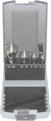 Produktbild von HSS Senker-Set 4-tlg. Ø 2-20 mm für Ansenken, Versenken, Entgraten & langspanende Werkstoffe