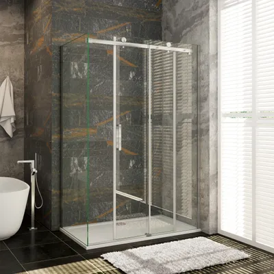 Produktbild von 100x100x195cm Schiebetür 8mm Sicherheitsglas NANO Duschwand Eckdusche Abtrennung Duschkabinen