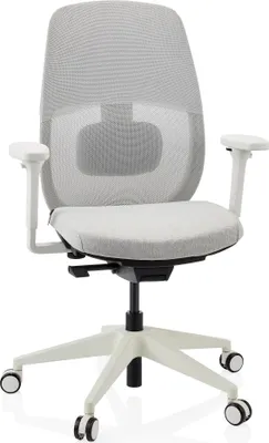 Obrázek produktu pro hjh OFFICE Profesionální kancelářská židle Skandis Ergonomická kancelářská židle s područkami (výškově nastavitelná) tkanina / síťovina šedá Otočná židle do kanceláře, domácnosti