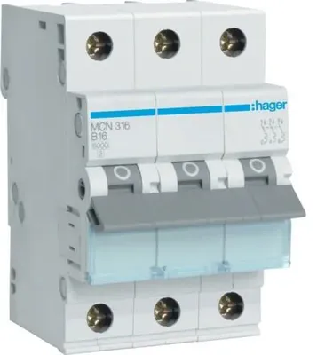 Immagine prodotto di Interruttore automatico 3P C 16A 6kA AC MCN316E