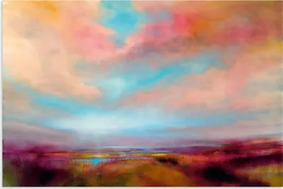 Produktbild von ARTland Wandbild Alu für Innen & Outdoor Heideland - Sonnenuntergang Größe: 30x20 cm
