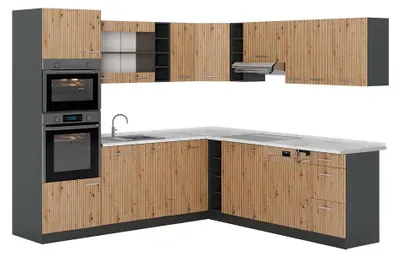 Produktbild von Eckküche Vicco R-Line Artisan-Eiche/Anthrazit 247 x 237 cm, AP Marmor, Model 48969
