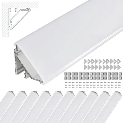 Produktbild von Brollux LED Eckprofil V24 Set 20m (10x2m) Alu Profile 45 Grad Ecke Aluminium für LEDs Strip Lichtleiste ohne Leuchtmittel