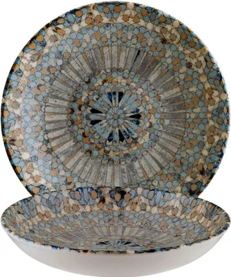 Produktbild von 6x Suppenteller Pastateller Speiseteller Geschirr Mosaik Teller tief 25cm Bonna Luca Mosaic Bloom
