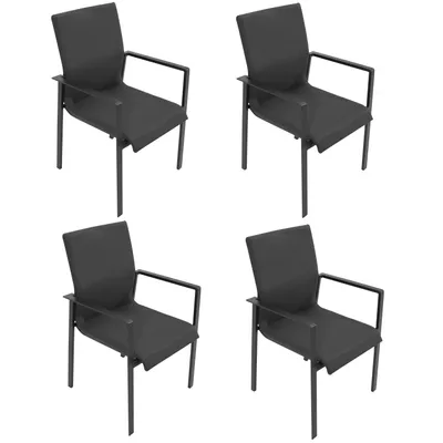 Produktbild von DEGAMO Gartensessel ALMADA Alu + Gewebe schnelltrocknend grau, 4 STÜCK