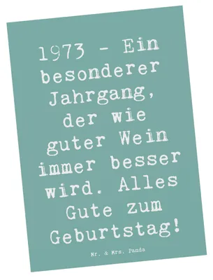 Produktbild von Mr. & Mrs. Panda Postkarte Spruch 1973 Geburtstag - Meeresbrise - Geschenk, Fotokarte, besondere Menschen, Geburtstagsgeschenk, Postkarten, ein besonderer Jahrgang, Alter