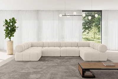 Produktbild von ALTDECOR Modulares Sofa Ecksofa in U-Form - Garvo-U2 - 380x190x70 cm Beige Corner modular Sofa Eckcouch Couch Wohnlandschaft Cauchsofa Polstersofa
