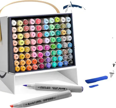 Image de Marqueurs artistiques, 80 couleurs assorties, pointes résistantes, 80 couleurs