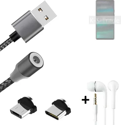 Produktbild von K-S-Trade® Hochwertiges Magnet-Lade-kabel Sync-Kabel Daten-Kabel + Kopfhörer kompatibel mit Google Pixel 6a mit USB-Typ-C-Anschluss und