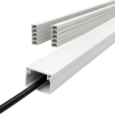Produktbild von Floordirekt Kabelkanal Oskar 10 x 1m, Kabelleiste selbstklebend, Kabelabdeckung Weiß für Wand, Schreibtisch, Wohnzimmer, Büro & Homeoffice - 25x16mm