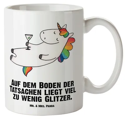 Produktbild von Mr. & Mrs. Panda weisse tasse Einhorn Cocktail - Weiß - Geschenk, Spruch, Party, Einhörner, Große Teetasse, Pott, Deko, Rum, Unicorn, jumbotasse, Teebecher, Keramiktasse
