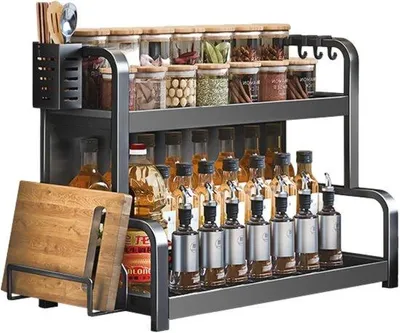 Immagine prodotto di Scaffale a 2 ripiani con ganci, multifunzionale, cucina/bagno