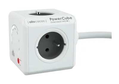 Image de Allocacoc PowerCube Extended WiFi, unité de distribution d'alimentation Type E, 4 prises, 1.5m, blanc/gris POWERCUBE EXTENDED WIFI TYPE E (9720/FREXWF)