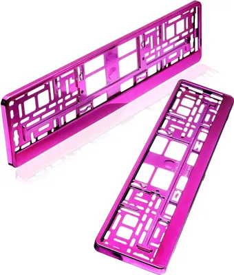 Produktbild von 2 Kennzeichenhalter | pink chrom | Kfz Kennzeichenhalterung für PKW