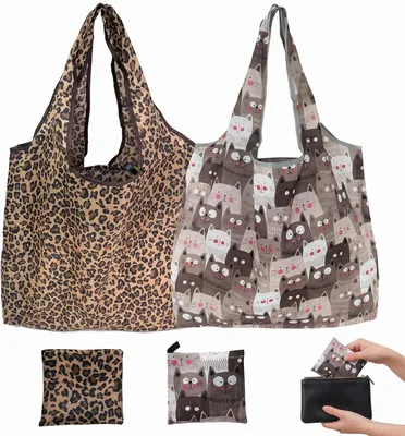 Produktbild von Einkaufstaschen Set, 2 große, faltbare, wiederverwendbare Taschen, für Einkäufe