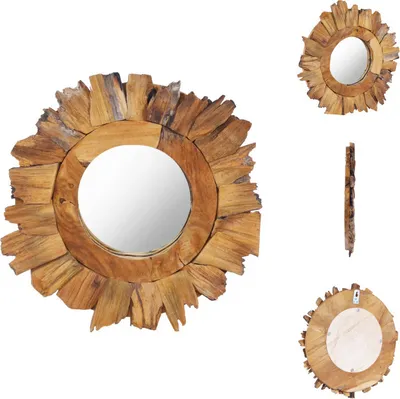 Image de vidaXL Miroir mural 40 cm teck rond - Miroir