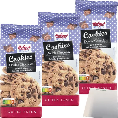 Produktbild von Hofgut Cookies Double Choc 3er Pack (3x200g Packung) + usy Block