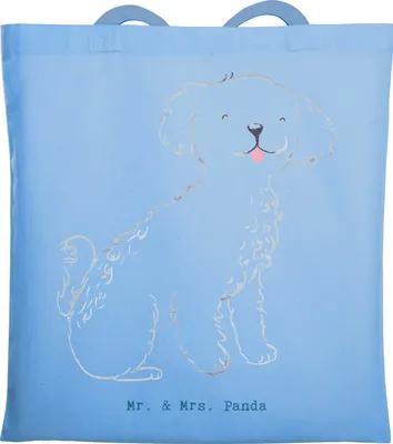 Produktbild von Mr. & Mrs. Panda Stoffbeutel Bichon Frisé Moment - Sky Blue - Geschenk, canvas tasche, Laptoptasche, Shopping, Tote Bag, Schultasche