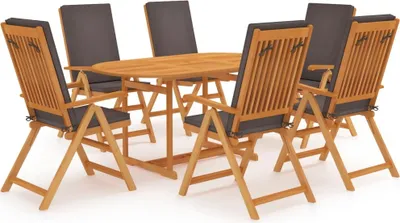 Image de Maison Exclusive - Ensemble de salle à manger d'extérieur 7 pièces avec coussins gris, en teck massif