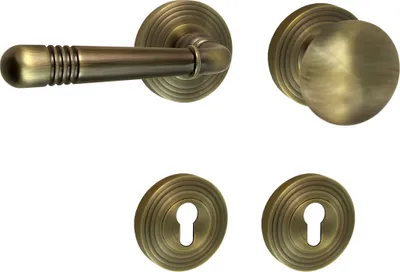 Produktbild von Türbeschlag 1702 Helena R WE-Links Messing brüniert Türdrücker Türklinke Türgriffe