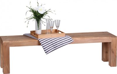 Jedálenská lavica mumbai masívna akácia 160 x 45 x 35 cm drevená lavica prírodný produkt kuchynská lavica vo vidieckom štýle | Wohnling