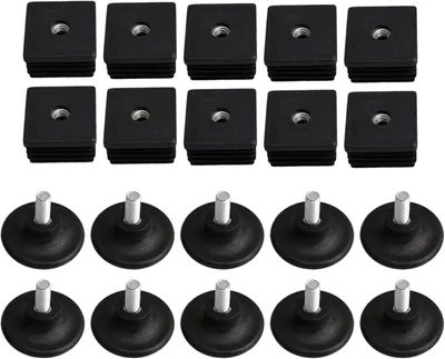 Produktbild von Möbelbeinstopfen mit M8-Gewinde, 40 mm x 40 mm, schwarz, Kunststoff, Packung mit 10 Stück