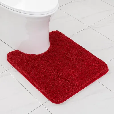 Immagine prodotto di Tappetino da bagno a forma di U, antiscivolo, rosso, 50x60 cm, in microfibra
