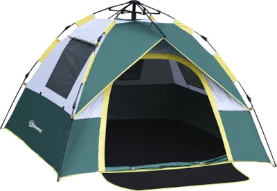 Produktbild von Outsunny Zelt für 3 Personen, Campingzelt mit Heringen, Kuppelzelt, Polyester, Grün, 205 x 195 x 135 cm