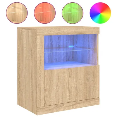 Image de Buffet avec lampes LED Chêne Sonoma 60,5x37x67 cm