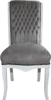 Produktbild von Casa Padrino Barock Hochlehner Esszimmer Stuhl Grau/Weiss - Hochlehnstuhl Möbel- Barock Möbel