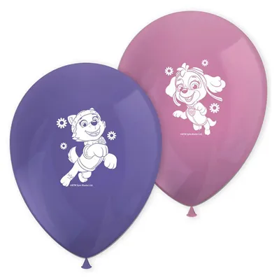 Image de Ballons en latex de la Patrouille Psi Skye et Everest, 8pcs