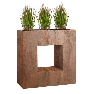 Produktbild von PFLANZWERK® Hochbeet Pflanzkübel VISTA 66cm ROST Premium Blumenkübel Fiberglas Lotus-Effekt Fiberglas - Frostbeständig - Handgefertigt -
