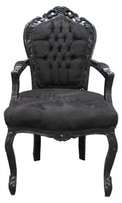 Produktbild von Casa Padrino Barock Esszimmer Stuhl Schwarz/Schwarz mit Armlehnen