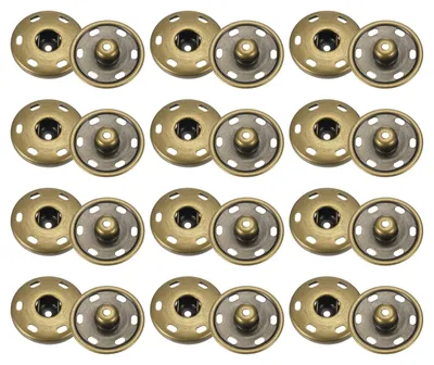 Produktbild von Druckknopf-Set - 12-teilig, 19 mm Durchmesser - Zum Nähen für Kleidung, Jacken, Jeans, Taschen und Accessoires - Bronze