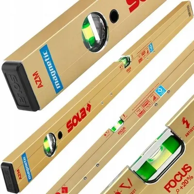 Produktbild von Sola AZM Magnetische Wasserwaage 120 cm Gold eloxiert 2 Libellen