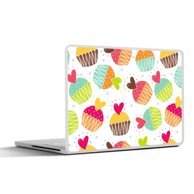Produktbild von MuchoWow® Laptop Aufkleber Sticker Cover Muffin - Regenbogen - Design - Herz 32.5x23.5 cm - Sticker für Laptop - Selbstklebend