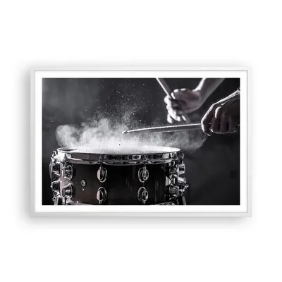 Produktbild von Gerahmtes Poster - Weißer Rahmen - Trommel Staub Trommel - 91,5x61 cm - Wand Bild - Wanddeko - Wandbilder - Kunstposter - Wandposter - Bilderrahmen - Bilder - Kunstdruck - Wandbild - P2WAA91x61-4313
