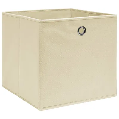 Immagine prodotto di Scatole Portaoggetti con Coperchi 4pz Crema 32x32x32 cm Tessuto