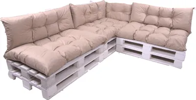 Image de Coussins de palettes set de 7 | coussin d'assise 120x60 + coussin de dossier 120x40cm | coussins de palettes | coussins de palettes | set de coussins de palettes pour l'extérieur Beige