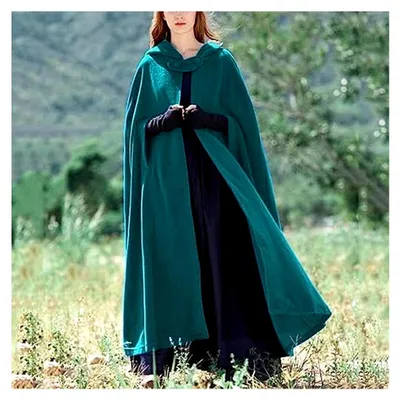Produktbild von Damen Umhang mit Kapuze Poncho Kapuzenmantel Cape Trenchcoat Mittelalter Robe Weihnachtscape Renaissance Steampunk Wollmantel Gotisch Cosplay Kleidung Outwear