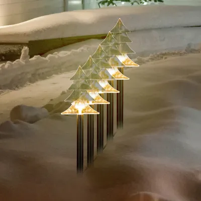 Produktbild von 5er Set LED-Gartenleuchtstäbe Tannenbaum Batteriebetrieben mit Timerfunktion