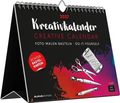 Produktbild von Kreativkalender Tischaufsteller quer schwarz 2027