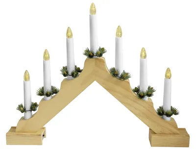 Produktbild von F-H-S Weihnachtsbogen Holz 7LED mit Timer 42x32cm ohne 2xAA Batterien